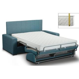 Canapé lit OPERA 4 places EXPRESS LATTES 160cm matelas 16 cm tête de lit intégrée velours  bleu turquoise