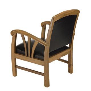 Fauteuil DAK en Cuir Noir et Teck Style Colonial