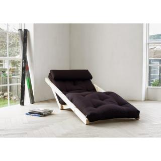 Chaise longue futon scandinave VIGGO pin massif coloris gris foncé couchage 70*200 cm.