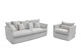 Cartagene - fauteuil en lin blanc - 80 cm 