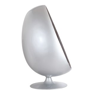 Fauteuil pivotant Oeuf, Egg chair coque gris satiné / intérieur microfibre marron vintage Design 70's
