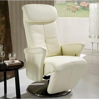 ADAM fauteuil relax, cuir vachette blanc