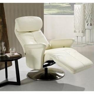 ADAM fauteuil relax, cuir vachette blanc