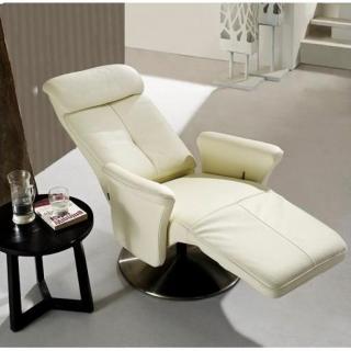 ADAM fauteuil relax, cuir vachette blanc