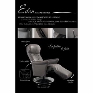 ADAM fauteuil relax, cuir vachette blanc