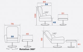 Fauteuil relax manuel suivi du dos PARADE repose pieds cuir-pvc noir