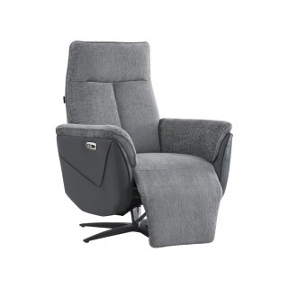 Fauteuil relax pivotant bi moteur ORNATA tissu chenillé & pvc gris anthracite