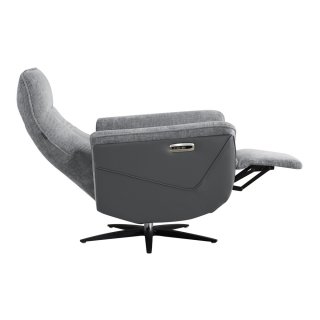 Fauteuil relax pivotant bi moteur ORNATA tissu chenillé & pvc gris anthracite