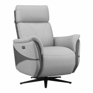 Fauteuil relax électrique pivotant STELLAR bi moteur micro peau gris clair & gris foncé