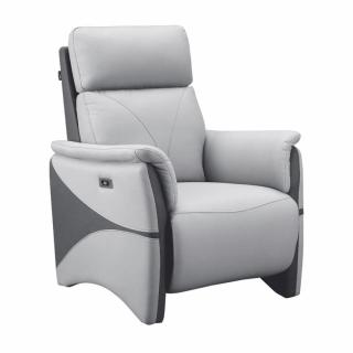 Fauteuil relax électrique STELLAR micro peau gris clair & gris foncé