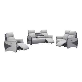 Fauteuil relax électrique STELLAR micro peau gris clair & gris foncé