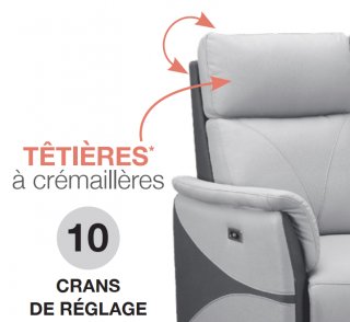 Fauteuil relax électrique STELLAR micro peau gris clair & gris foncé