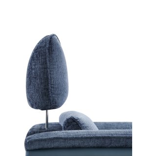 Fauteuil relaxation électrique ORNATA tissu chenillé bleu nuit