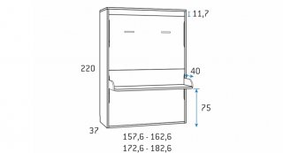Armoire lit escamotable PRIMO bureau intégré Couchage 160x200cm Profondeur 37cm