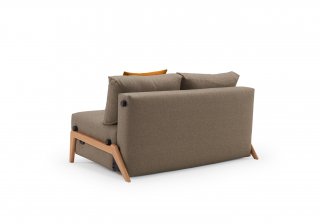 Canapé convertible lit 140 cm ILB 500 chêne laqué tissu Mahoga Caramel Grey