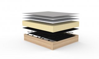 Canapé convertible lit 140 cm ILB 500 chêne laqué tissu Mahoga Dark Blue