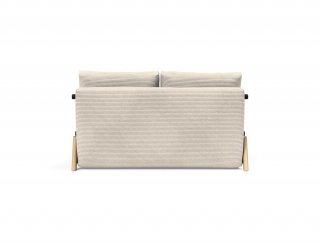 Canapé convertible  CUBED  SIGNY chêne blanc couchage 140 cm Velours Côtelé Ivoire