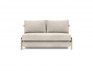 Canapé convertible  CUBED  SIGNY chêne blanc couchage 140 cm Velours Côtelé Ivoire