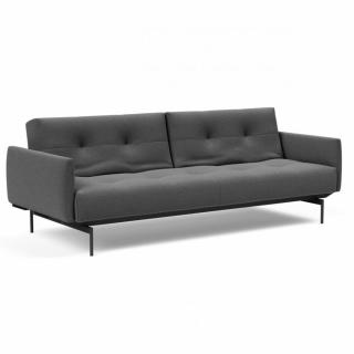 Canapé convertible lit 115x210 cm ILB 201 acier noir tissu Mahoga Seal Grey 