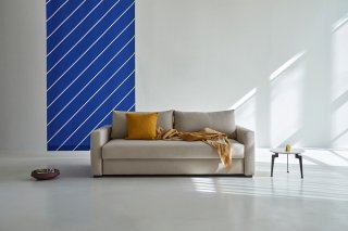 Canapé convertible COSIAL confort ressort ensaché tissu phobos latte