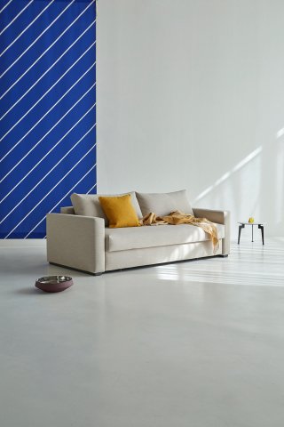 Canapé convertible COSIAL confort ressort ensaché tissu phobos latte