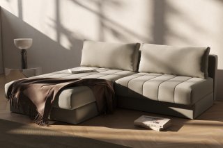 INNOVATION LIVING  Canapé lit AKELLO LOUNGER couchage 166x200 tissu Avella Sand