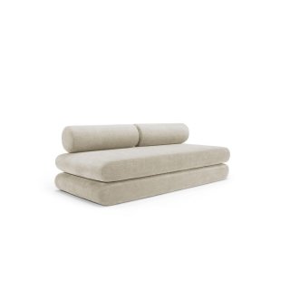 INNOVATION LIVING  Canapé lit CIRCLUS avec coussins ronds couchage 180x200cm Tissu Esina Almond