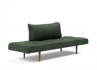 Canapé lit  ZEAL STYLETTO cadre acier piétement chêne foncé tissu Avella Pine Green