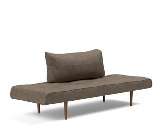 Canapé lit  ZEAL STYLETTO cadre acier piétement chêne foncé tissu Esina Cedar Brown