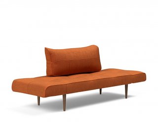 Canapé lit  ZEAL STYLETTO cadre acier piétement chêne foncé tissu Esina Rust Orange