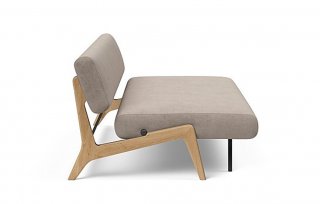  Canapé convertible Lit de repos NOLIS  piétement Chêne laqué  tissu Cordufine Beige