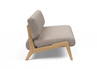  Canapé convertible Lit de repos NOLIS  piétement Chêne laqué  tissu Cordufine Beige