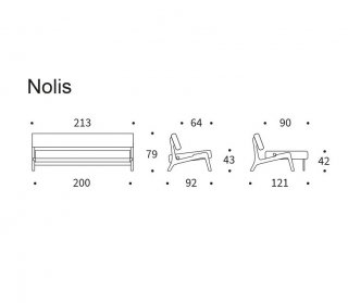  Canapé convertible Lit de repos NOLIS  piétement Chêne laqué  tissu Cordufine Pine Green