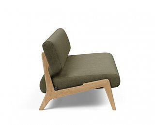  Canapé convertible Lit de repos NOLIS  piétement Chêne laqué  tissu Cordufine Pine Green