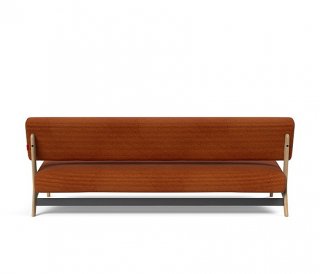  Canapé convertible Lit de repos NOLIS  piétement Chêne laqué  tissu Corduroy Orange
