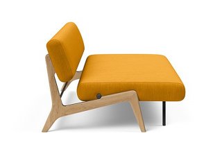  Canapé convertible Lit de repos NOLIS  piétement Chêne laqué  tissu Elegance Curry 