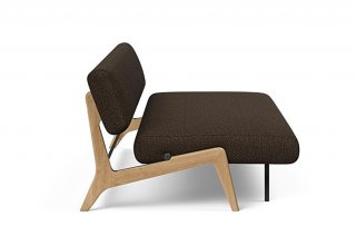  Canapé convertible Lit de repos NOLIS  piétement Chêne laqué  tissu Taura Chocco