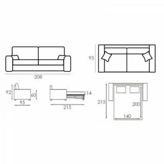 LE DIVA canapé convertible EASY OUVERTURE EXPRESS 140*200cm ouverture assitée, sommier à lattes bois, tissu gris graphite