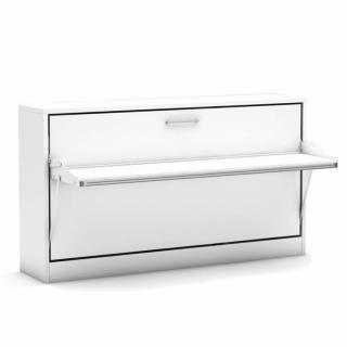 Lit bureau escamotable horizontal LIFE DESK couchage 90x200cm blanc