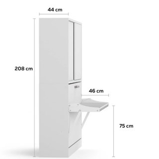 Lit bureau escamotable horizontal avec surmeuble ACADEMY DESK couchage 90x200cm turquoise gris et blanc