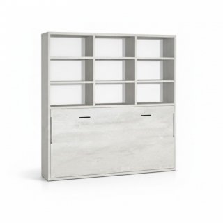 Lit escamotable horizontale bibliothèque 90x190 cm pour matelas de 21cm hauteur 240cm