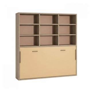 Lit escamotable horizontale bibliothèque 90x190 cm pour matelas de 24cm hauteur 240cm