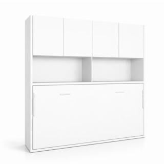 Lit escamotable horizontale pont rangement 90x190 cm pour matelas de 24cm hauteur 240cm