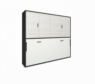 Lit escamotable horizontale 90x190 cm rangement portes pliantes pour matelas de 24cm hauteur 220cm