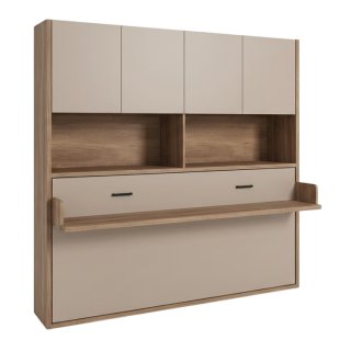 Lit escamotable horizontale pont 90x190 cm bureau intégré pour matelas de 24cm hauteur 220cm