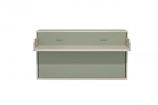 Lit escamotable horizontale 90 x 190 cm bureau intégré pour matelas de 21cm d'épaisseur