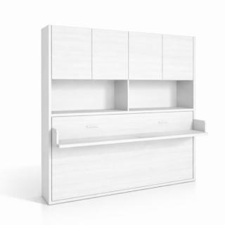 Lit escamotable horizontale pont 90x200 cm bureau intégré pour matelas de 24cm hauteur 220cm