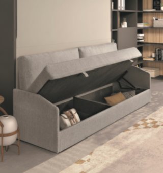 Lit escamotable horizontale 140 x 200 cm ADVANCE SOFA canapé coffre intégré pour matelas de 24cm d'épaisseur