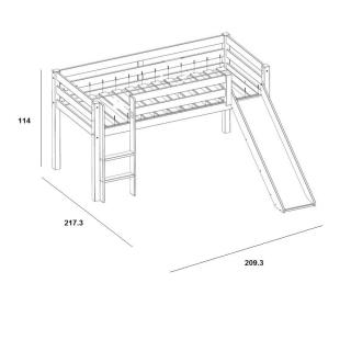 Lit mi haut avec toboggan PLUTON blanc avec tente de lit pirate