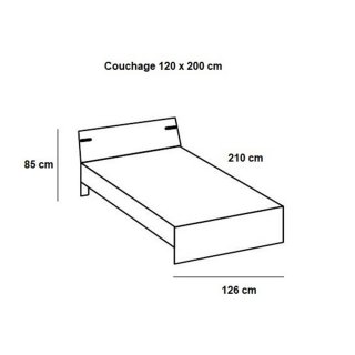 Lit LISBURN style industriel 120 x 200 cm chêne poutre